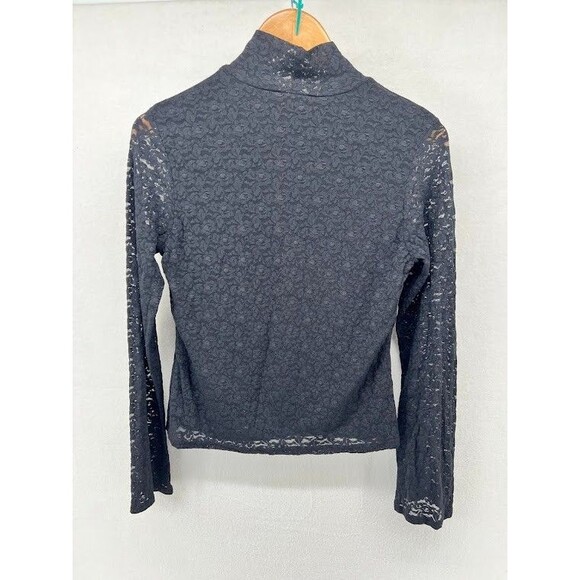 Tribeca Studio Women's Lace Mock Neck Shirt Black Size Medium Y2K Goth,Fairycore - Picture 4 of 5